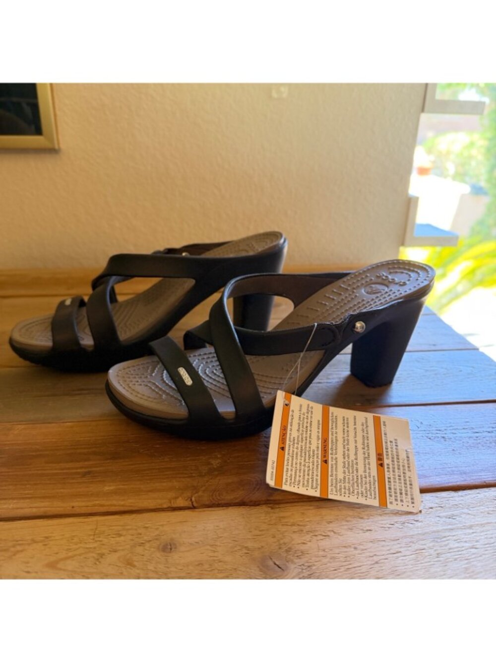 Crocs Cyprus IV Heel Sandals Women's Size 9 Espresso/Mushroom NWT - Picture 2 of 9